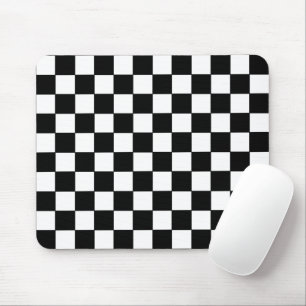 Chequered White and Black Mouse Mat