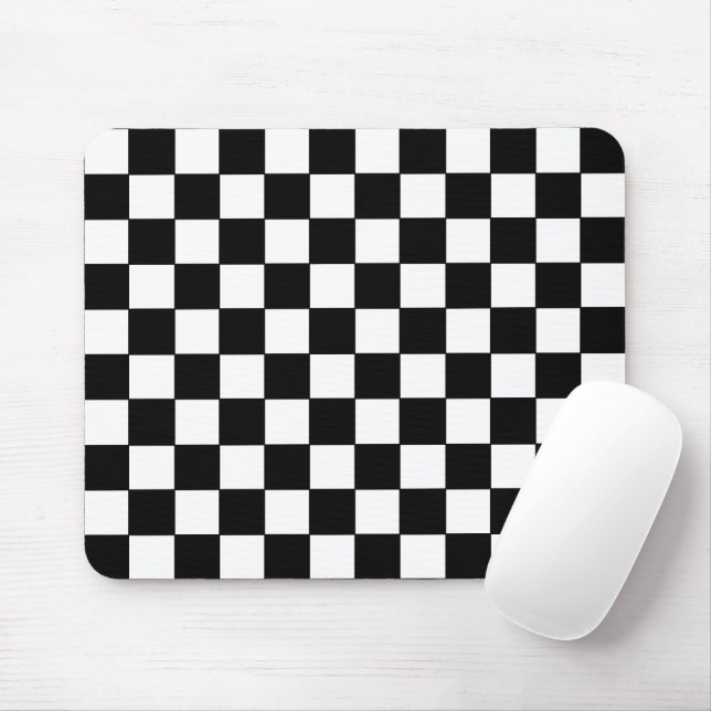 Chequered White and Black  Mouse Mat (With Mouse)
