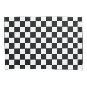 Chequered White and Black  Pillowcase