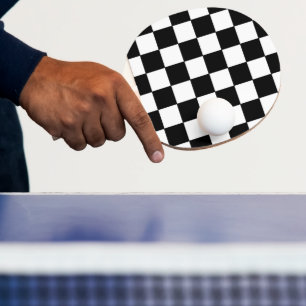 Chequered White and Black  Ping Pong Paddle
