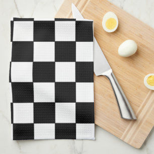 Chequered White and Black  Tea Towel