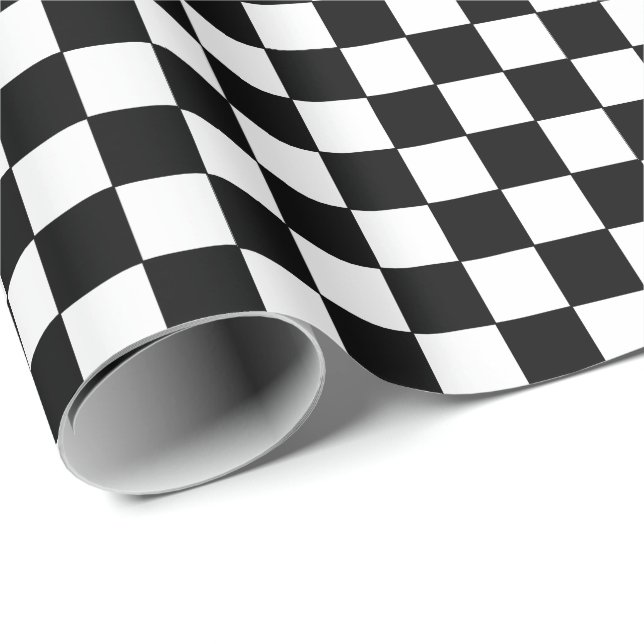 Chequered White and Black  Wrapping Paper (Roll Corner)