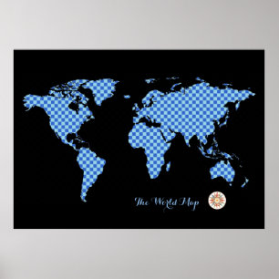 chequered world map poster