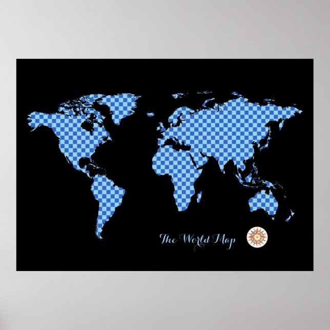 chequered world map poster (Front)