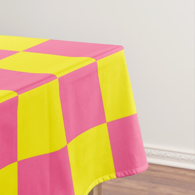 Chequered Yellow and Pink Tablecloth (In Situ)