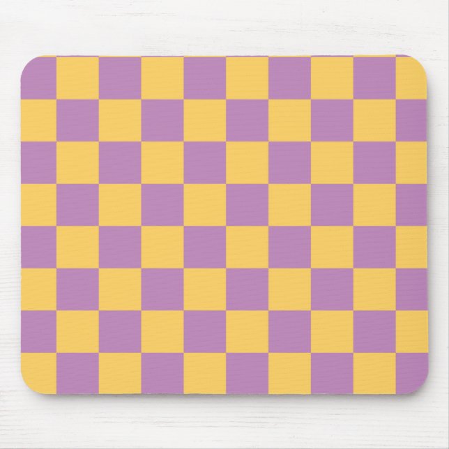 Chequered Yellow and Purple Mouse Mat (Front)