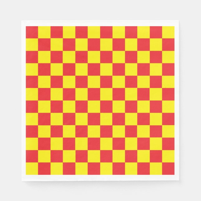 Chequered Yellow and Red Napkin (Front)