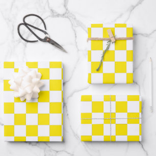 Chequered yellow and White Wrapping Paper Sheet