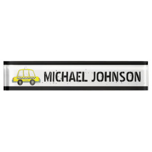 Chequered Yellow New York City Taxi Cab NYC Nameplate