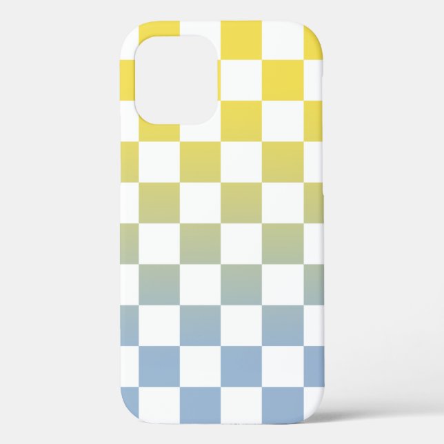 Chequered Yellow to Light Blue Ombré Pattern Case-Mate iPhone Case (Back)