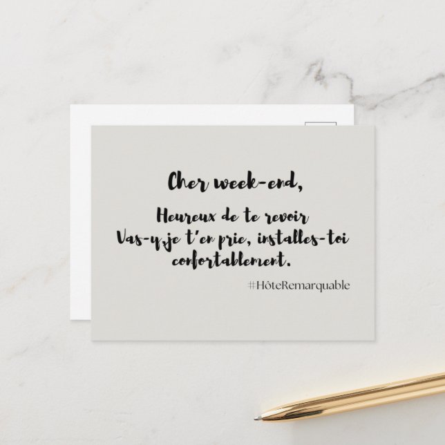 "CHER WEEK-END" humanitarian map Postcard (Front/Back In Situ)