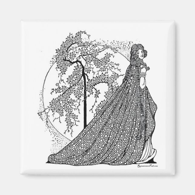 Cherie Amour Vintage Fantasy Art Square Magnet (Front)
