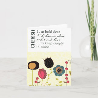 Cherish definition (blank) card 4"x5.6"