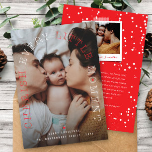 Cherish Every Little Moment Arch Typography Photo Holiday Card