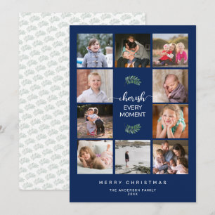 Cherish Every Moment 10 Photo Collage Christmas Holiday Card