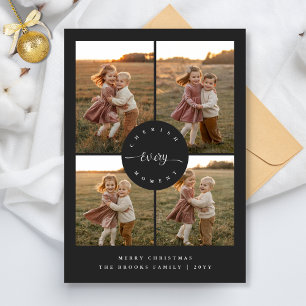 Cherish Every Moment Elegant Photo Kids Christmas Holiday Card