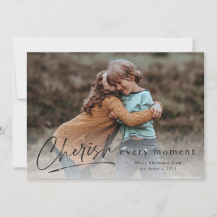 Cherish Every Moment Script Photo Merry Christmas Card