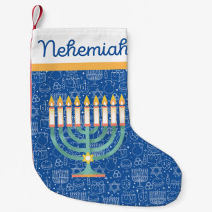 Cherish Hanukkah Star of David Hanukkah Blue White Small Christmas Stocking