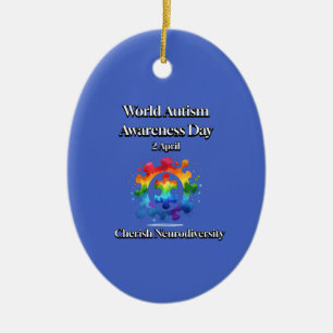 Cherish Neurodiversity. World Autism Awareness Day Ceramic Tree Decoration