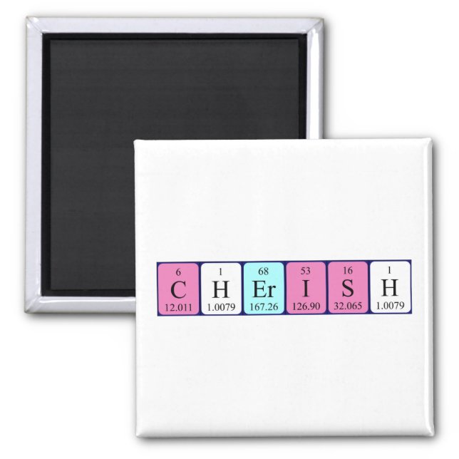 Cherish periodic table name magnet (Front)