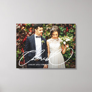 Cherish Script with Names Photo Canvas Print