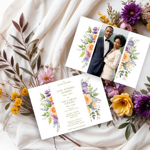 Cherish Spring Floral Garland Double Funeral Photo Invitation