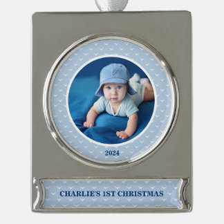 Cherish the Moment: Baby’s 1st Christmas Photo  Silver Plated Banner Ornament
