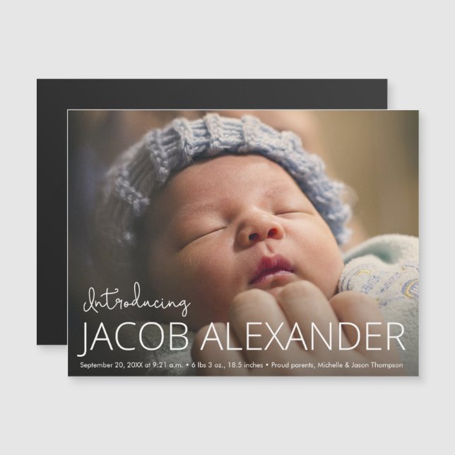 Cherish the Moment: Customised Magnetic Baby Boy Magnetic Invitation (Front/Back)