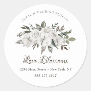 Cherish Vintage White Custom Text Business Logo Classic Round Sticker
