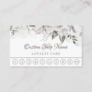 Cherish Vintage White Floral Custom Text Business Loyalty Card
