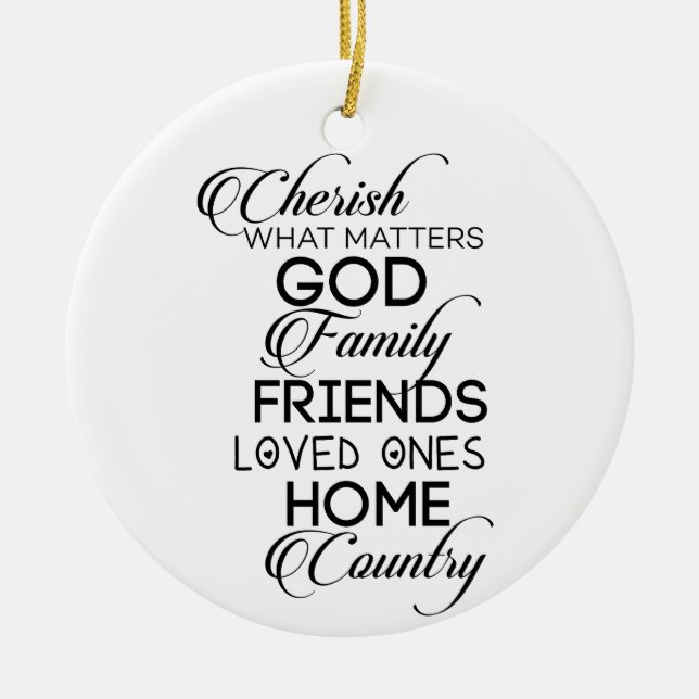 Cherish What Matters Ceramic Tree Decoration (Front)