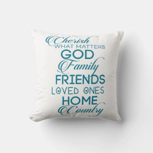 Cherish What Matters Teal Cushion