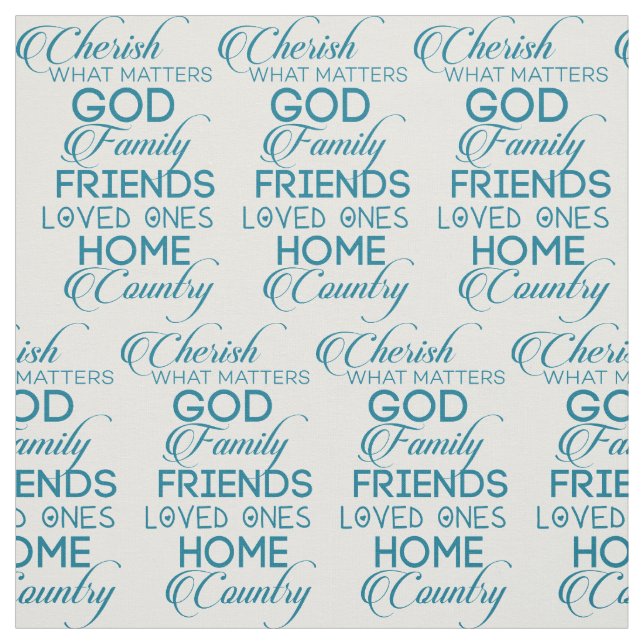 Cherish What Matters Teal Fabric (Swatch)