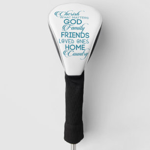 Cherish What Matters Teal Golf Head Cover