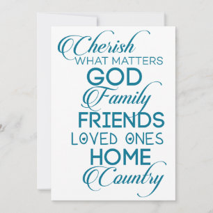 Cherish What Matters Teal Holiday Card