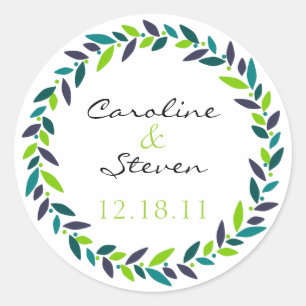 Cherish Wreath Wedding Date Sticker