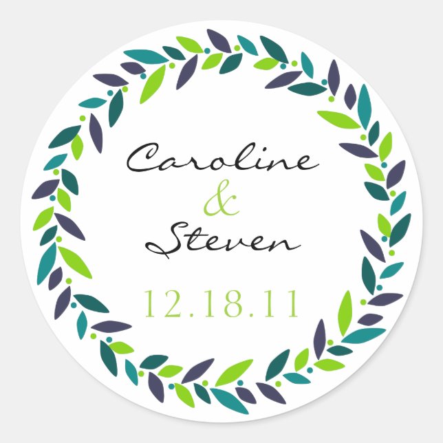 Cherish Wreath Wedding Date Sticker (Front)