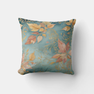 Cherished Autumn Whisper Elegant Golden Blush Text Cushion