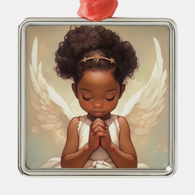Cherished Black Angel Spirit Metal Tree Decoration (Front)