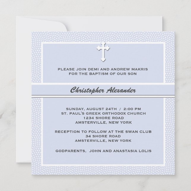 Cherished Blue - Religious Invitation (Front)
