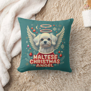Cherished Holiday Charm Maltese Christmas Angel Cushion