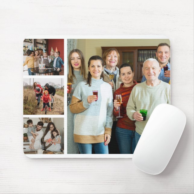 Cherished Memories: Customisable 4 Photo Collage Mouse Mat (With Mouse)