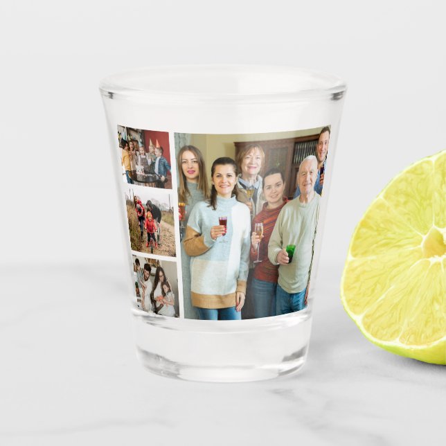 Cherished Memories: Customisable 4 Photo Collage Shot Glass (Front)