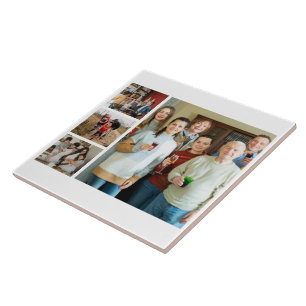 Cherished Memories: Customizable 4 Photo Collage Tile