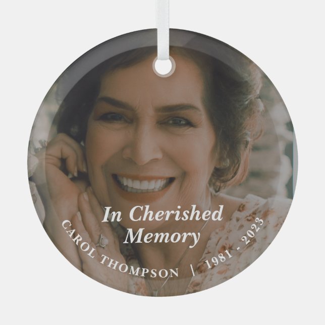 Cherished Memories Memorial Glass Tree Decoration (Front)