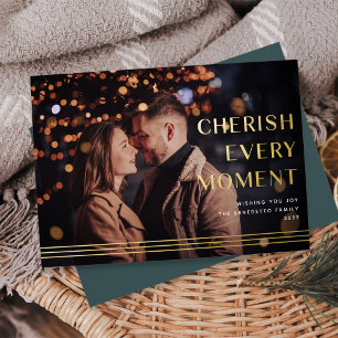 Cherished Moment   Photo  Foil Holiday Card