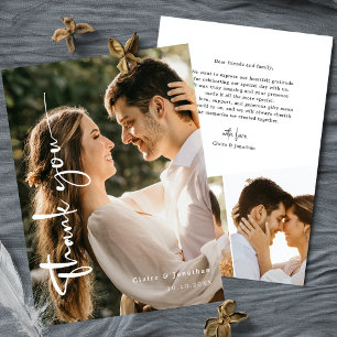 Cherished Moments: A Modern Wedding Photo Collage  Thank You Card