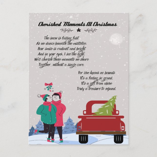 Cherished Moments at Christmas Poem Holiday Postcard (Front)