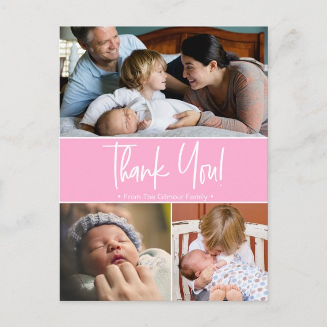 Cherished Moments: Customisable Baby Thank You Pho Announcement Postcard (Front)