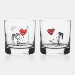 "Cherished Moments" Illustrated Glassware Set Whiskey Glass